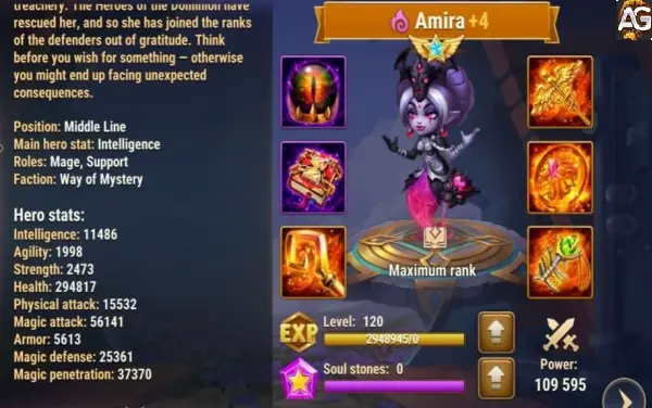 Amira com Visual de Vida Hero Wars Mobile