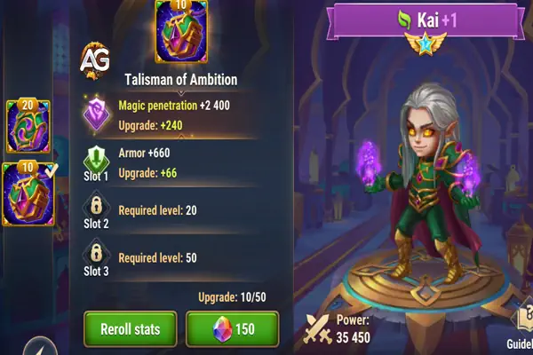 Kai com o Talismã da Ambição, Hero Wars Alliance.