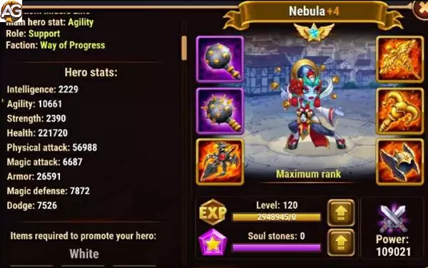 Nebula com Visual Celestial em Hero Wars Mobile