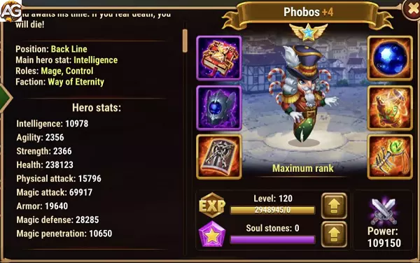 Phobos with winter skin in Hero Wars Mobile