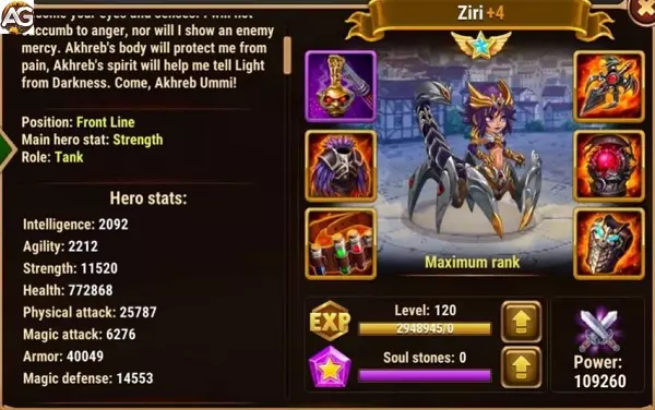Ziri with Champions Skin in Hero Wars Mobile
