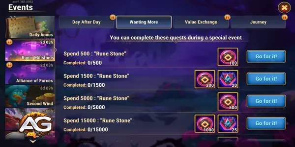 Runic Millstone Missions, Hero Wars Alliance.