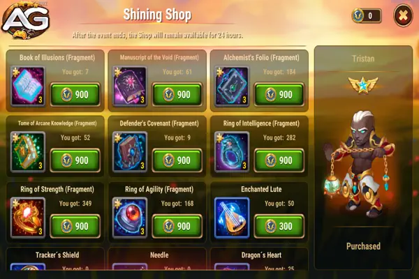 Way of Honor Shop - Fragment Artifacts, Hero Wars Alliance.