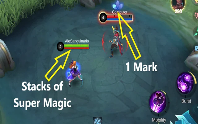 Stacks de Super Magia e marcas de Guinevere, Mobile Legends.